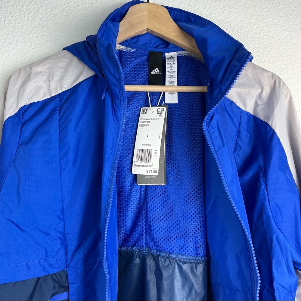 ADIDAS Woven Shell Jacket Windbreaker Size Large Blue - Picture 4 of 8